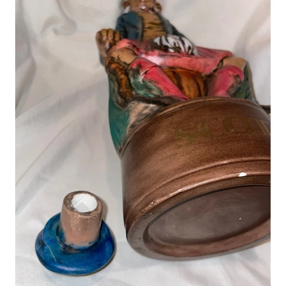 Vintage Ceramic Scotch Decanter Winking Scotsman Kilt Figural Liquor Bottle 12